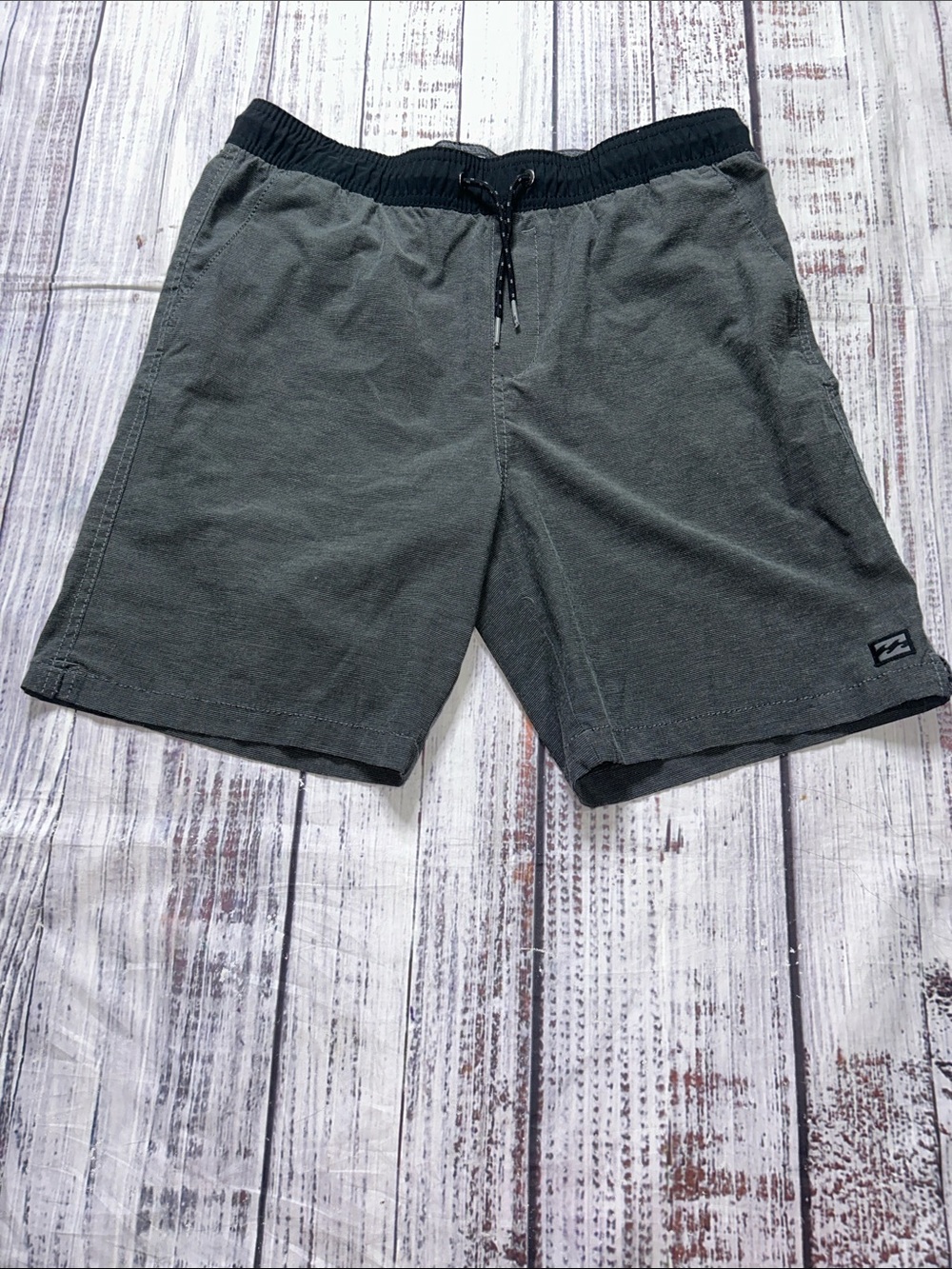Billabong Men's Dark Gray Athletic Shorts with Black Waistband